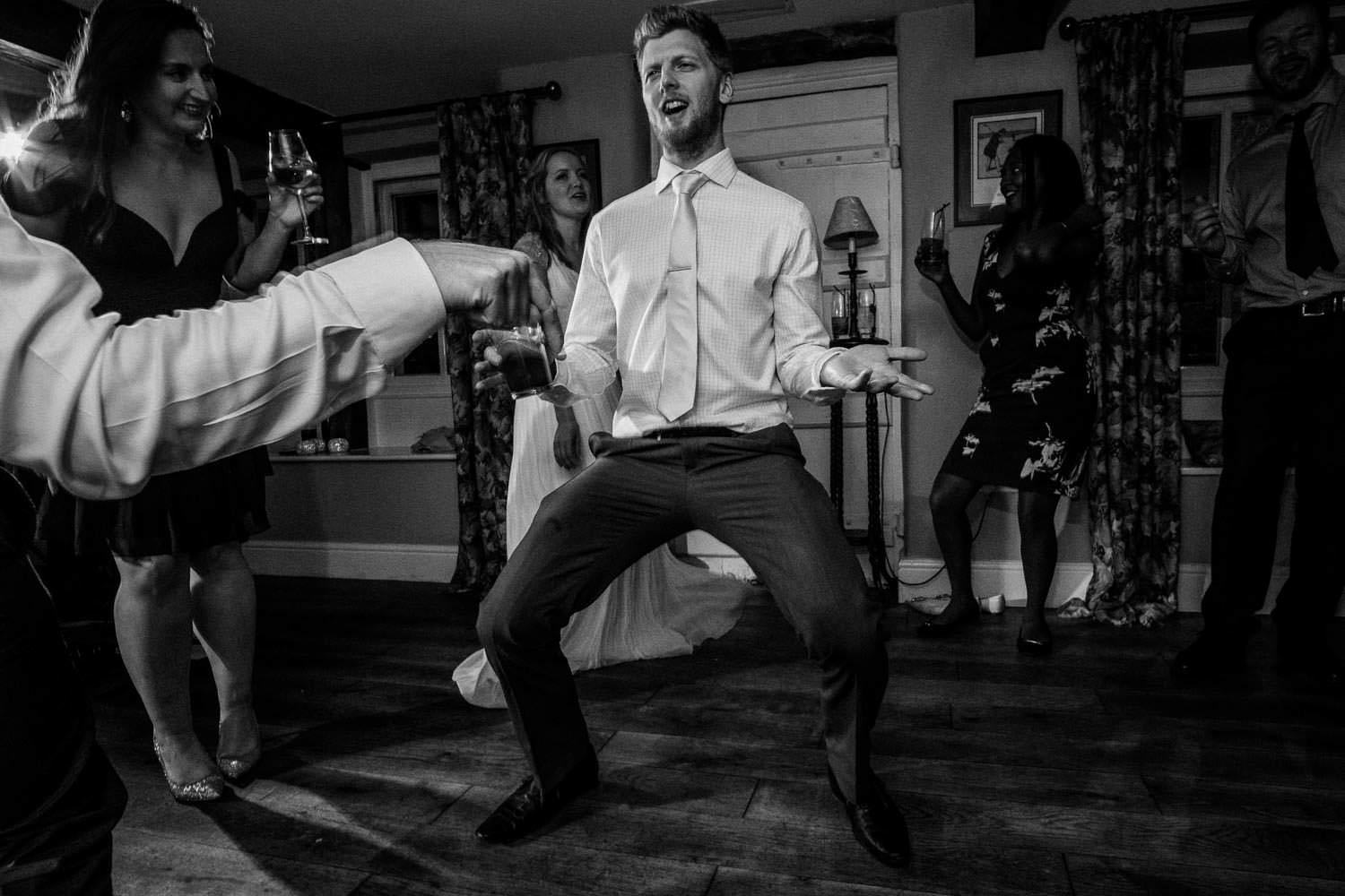 Documentary wedding disco photography in Lake District