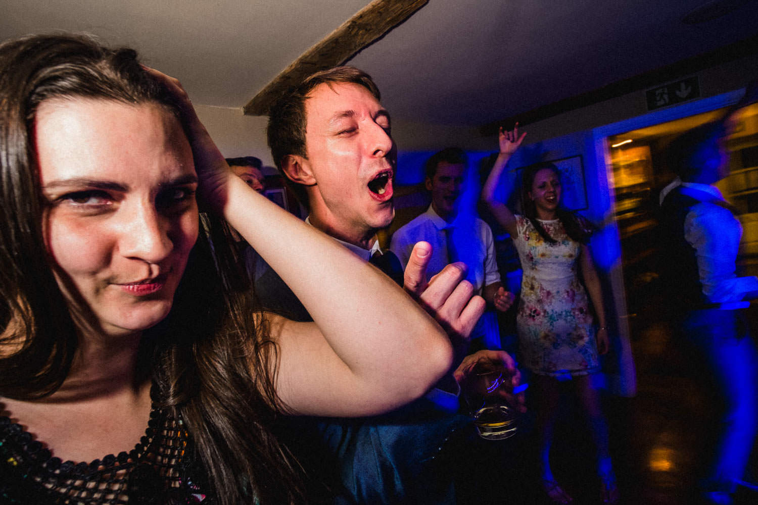 Documentary wedding disco photography in Lake District