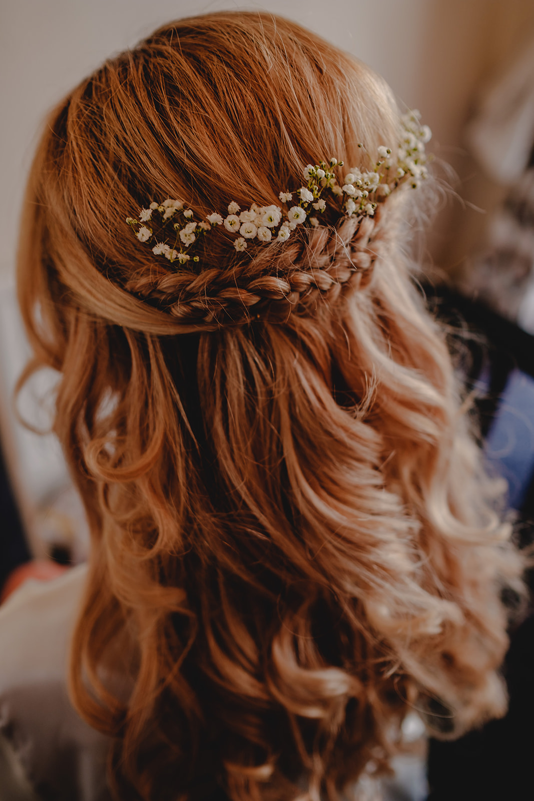 Bride wearing festival style hairpiece
